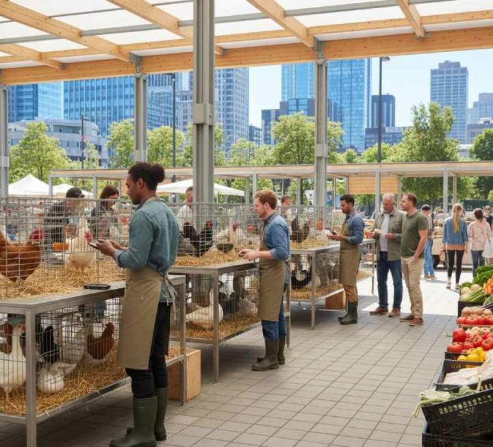 Vente de volailles, Flins-sur-Seine	